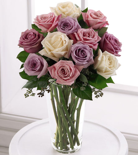 Nature's Wonders Florist - Purple Flowers - Pastel Rose Bouquet N16-4309