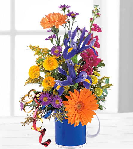 Cheerful Flowers in a Mug